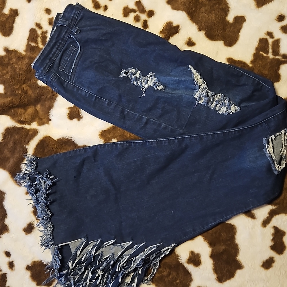 Fringed high waited bell bottom jeans